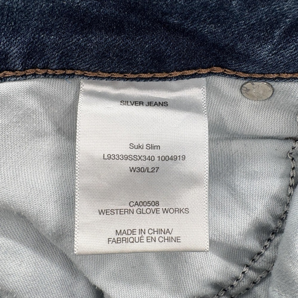 Silver Jeans Suki Slim Womens 30x27 Blue Mid Rise Distressed Stretch Denim Y2K - Picture 5 of 13